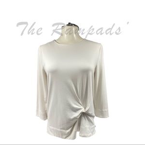 White Ann Taylor Twist-Front Top Size Small
